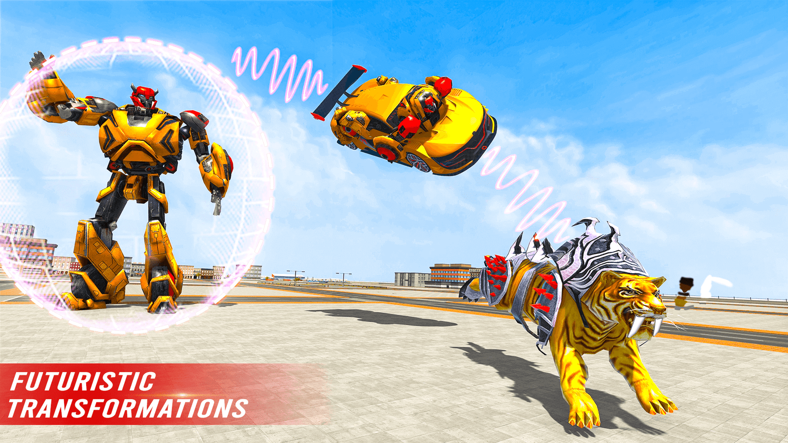 Flying Tiger Robot Car Game 3D