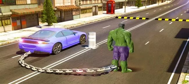 Incredible Hulk vs Chain Car Racing 3D Stunt 2k2