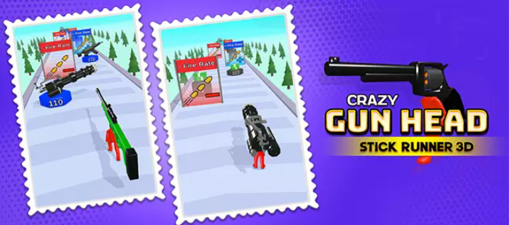 Crazy Gun Head Stick Runner 3D