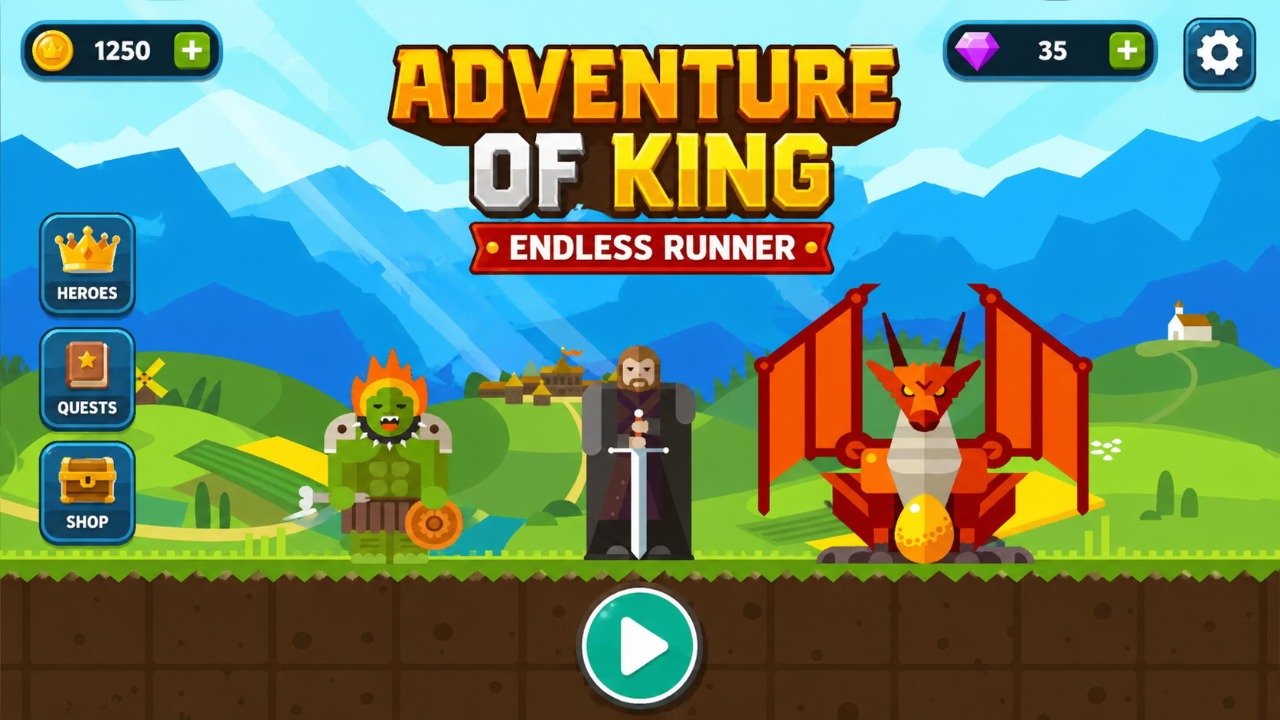 Adventure of King | Endless Runner source code