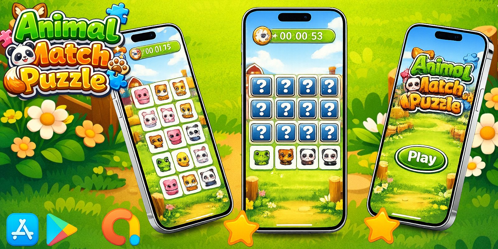 Animal match puzzle Kids Game source code