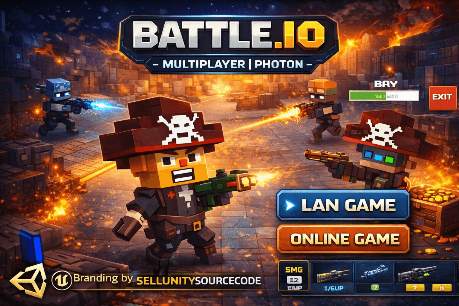 Battle.IO – Multiplayer IO Game (Photon PUN2 + PlayFab) source code