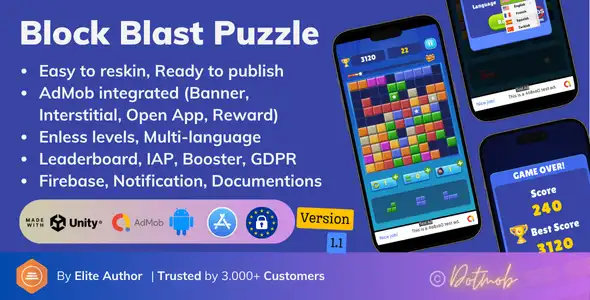 Block Puzzle Pro – Leaderboards & Admob Ready Unity Template source code