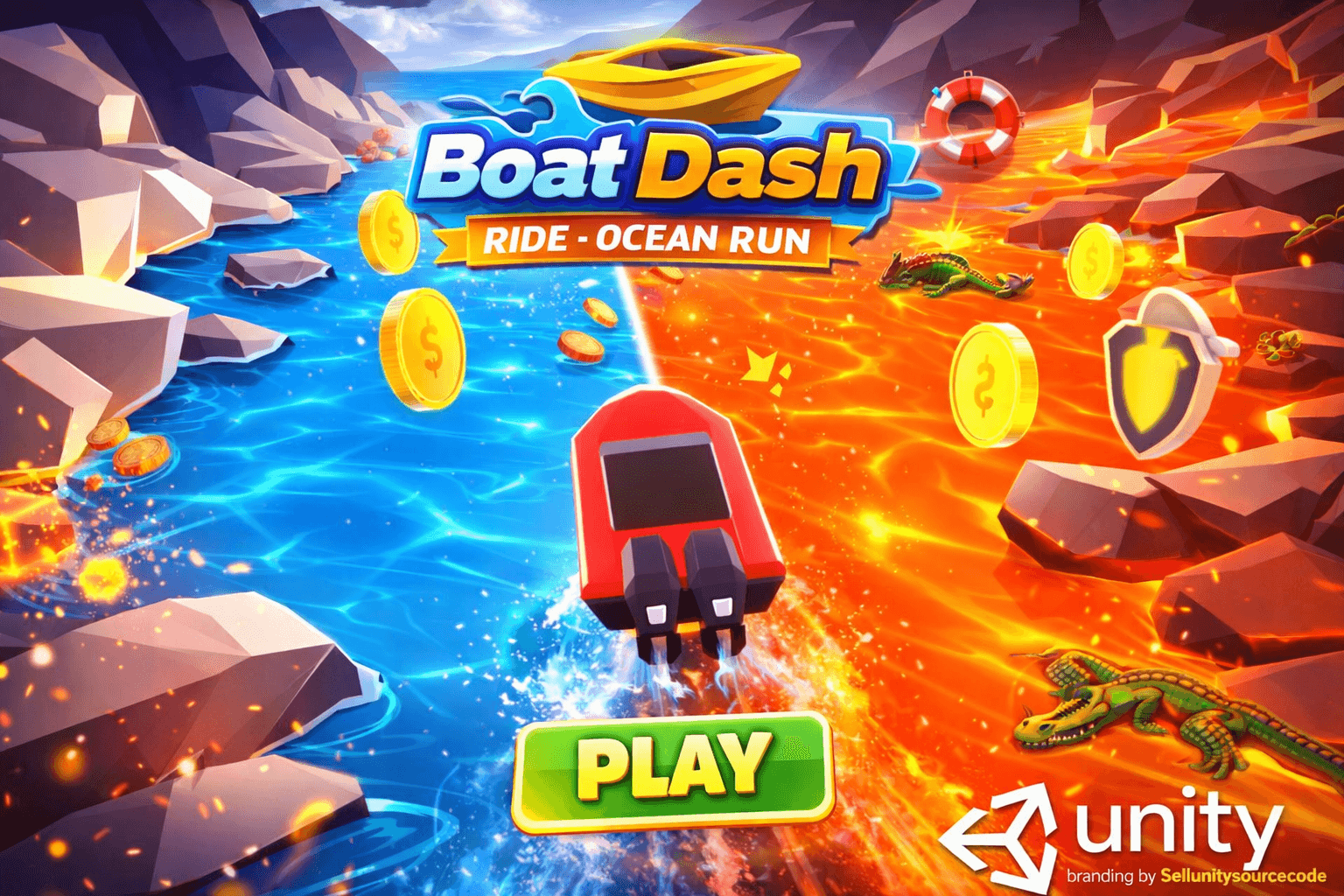 Boat Dash | Ride – Ocean Run (Unity Source Code) source code