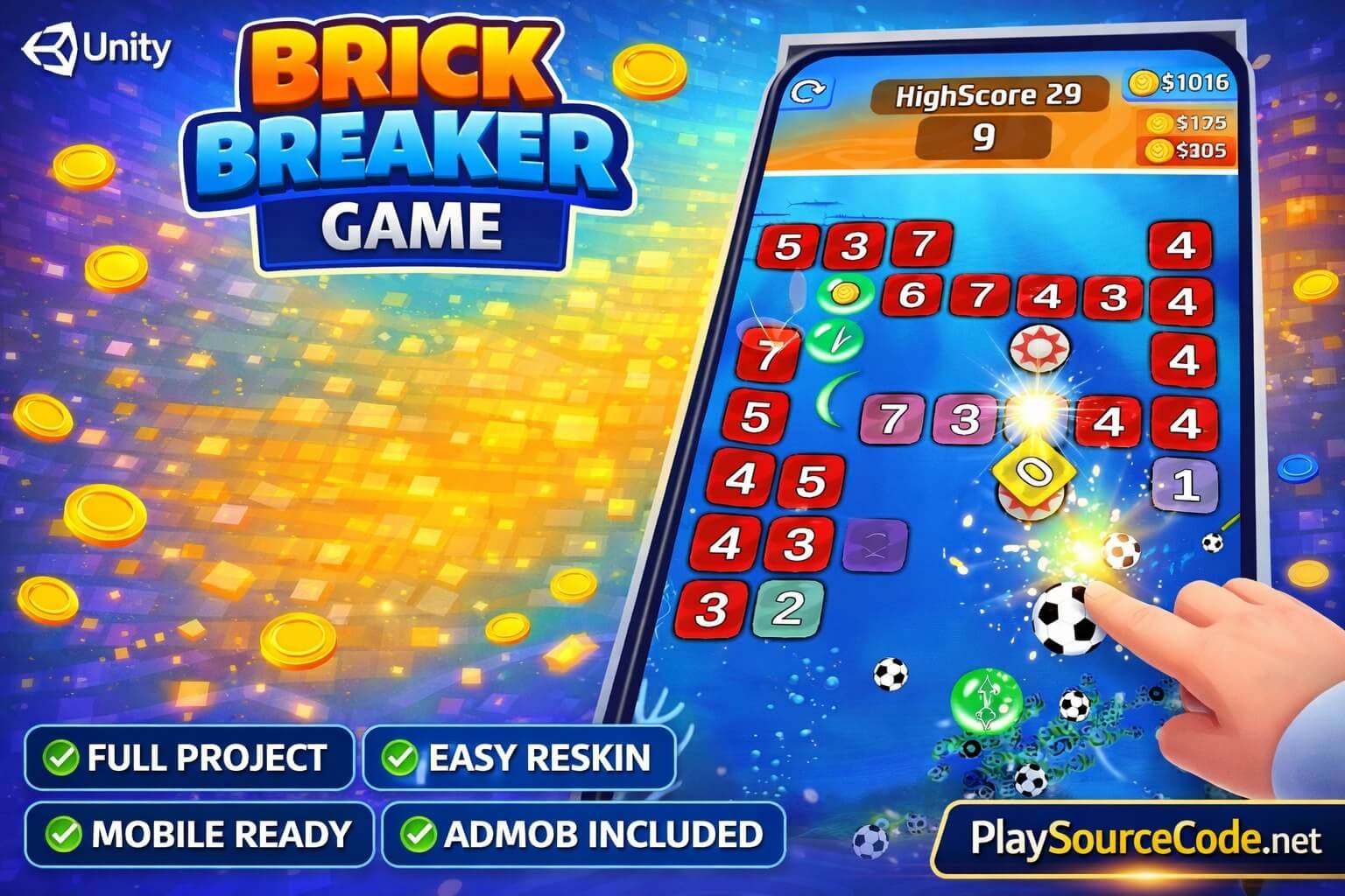 Brick Breaker Game Unity Source Code