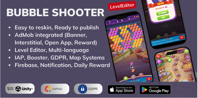 Bubble Shooter Pop Unity Source Code – Complete Bubble Shooter Puzzle Game | SellUnitySourceCode.com source code