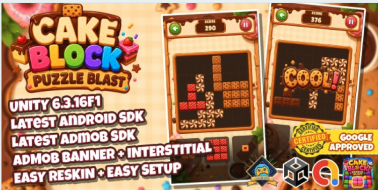Cake Block Puzzle Blast Unity Source Code – Endless Cookie Collector Runner Game | SellUnitySourceCode.com source code