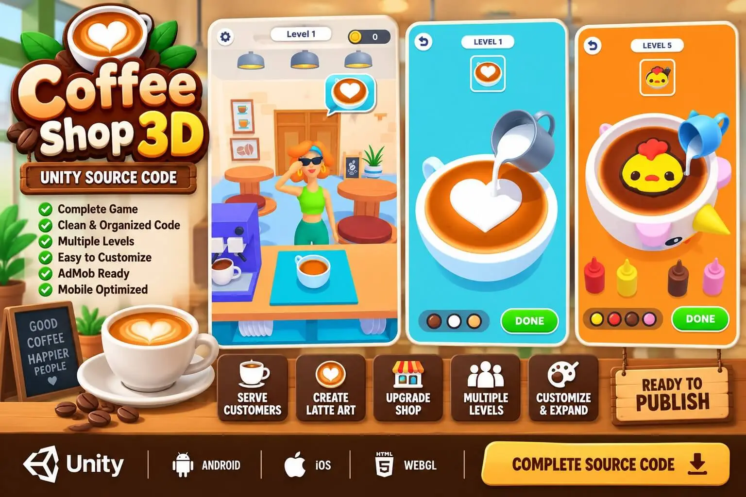 Coffee Shop 3D Unity Source Code source code