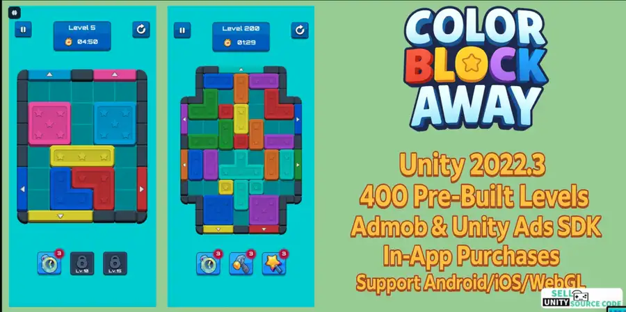 🎨 Color Block Away – Ultimate Sliding Puzzle Game | SellUnitySourceCode.com source code