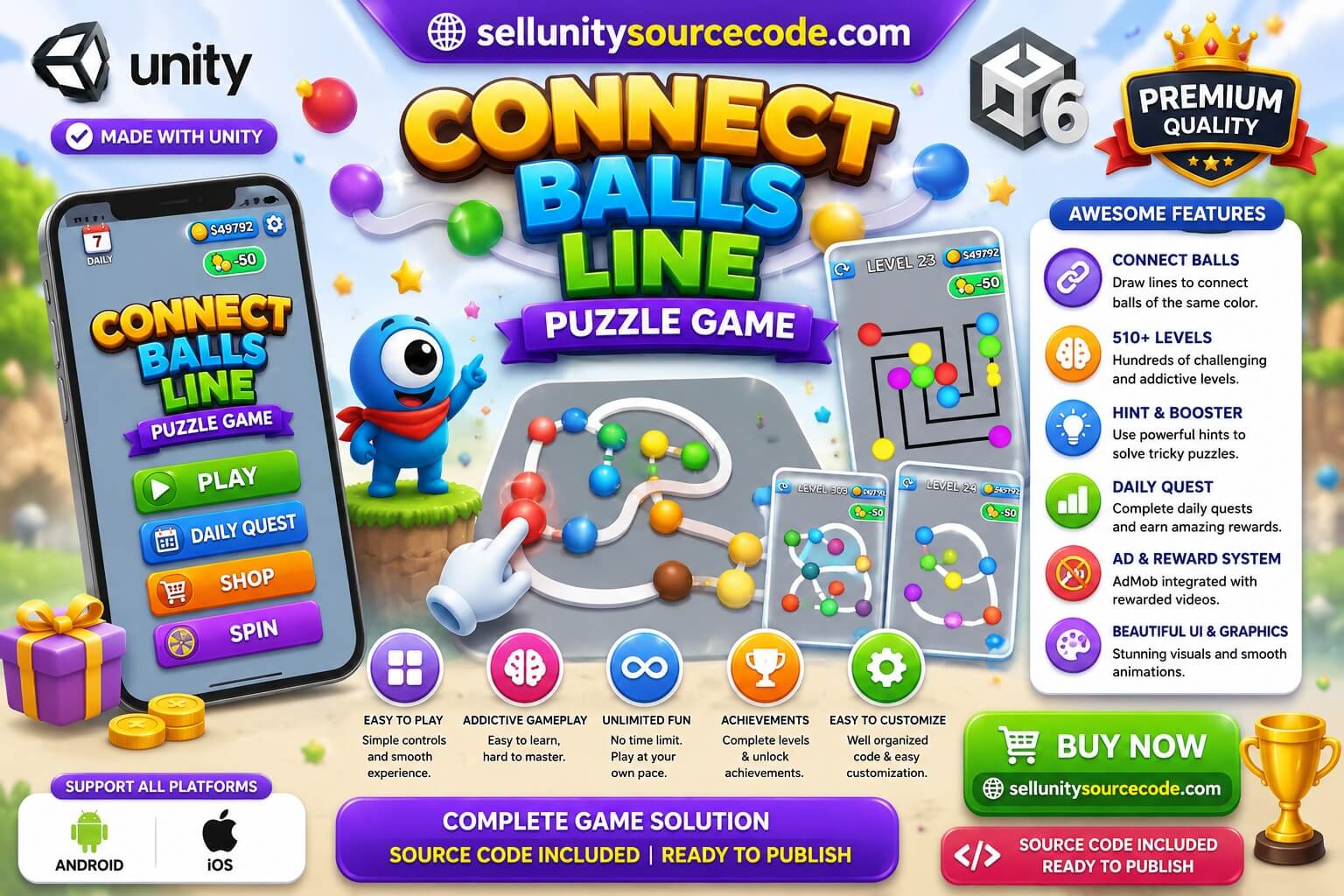 Connect Balls Line Puzzle Game Unity Source Code source code