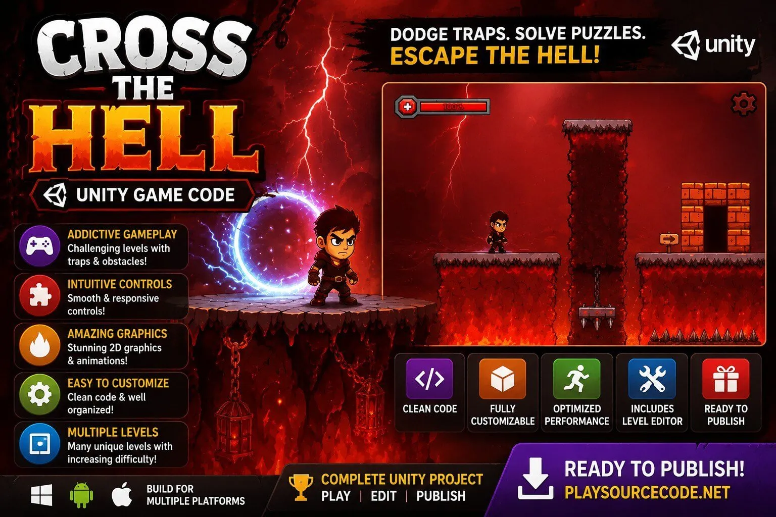 Cross The Hell Master Unity Game Code screenshot 8
