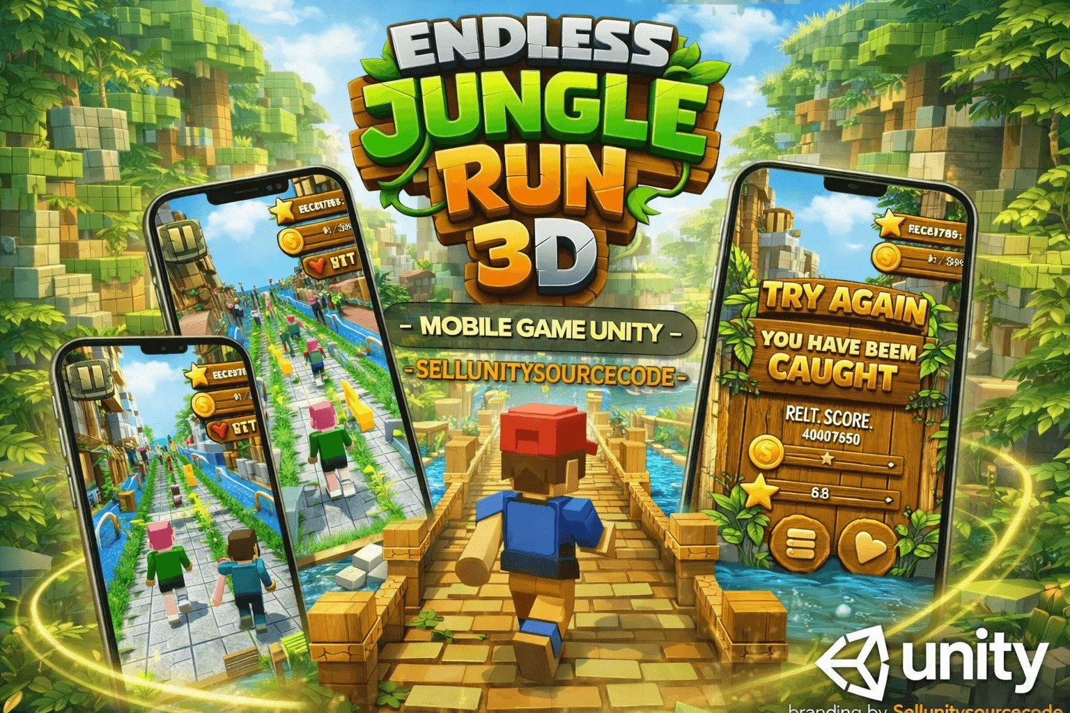 Endless Jungle Run 3D Mobile Game Unity source code