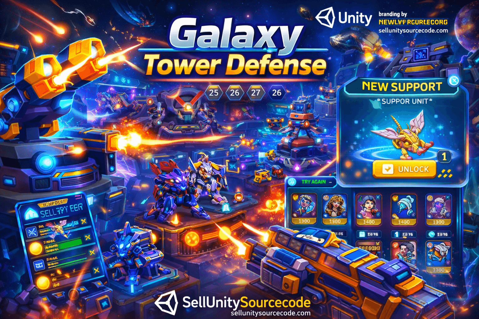 Galaxy Tower Defense Unity Game – Sci-Fi Strategy TD source code