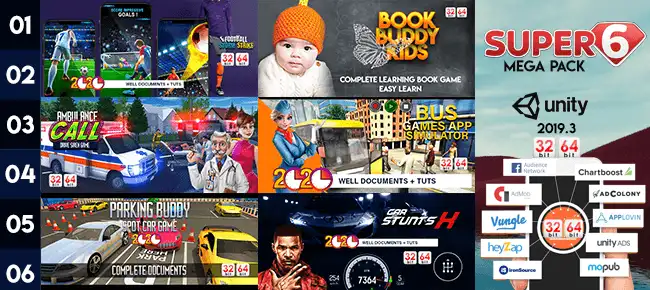 GBS Studio’s Super 6 Mega Bundle: 6 Unity 2019 Hig SellUnitySourceCode source code
