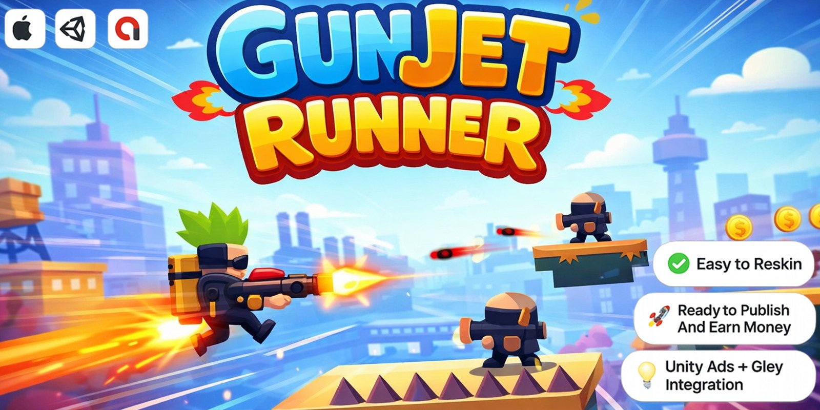 GunJet Runner - Arcade Mobile Game source code