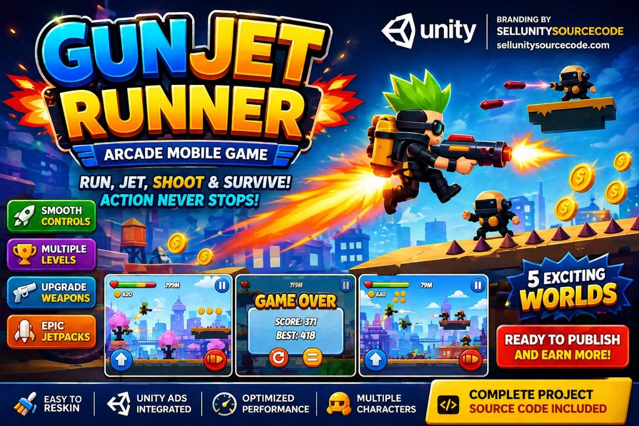 GunJet Runner - Arcade Mobile Game source code