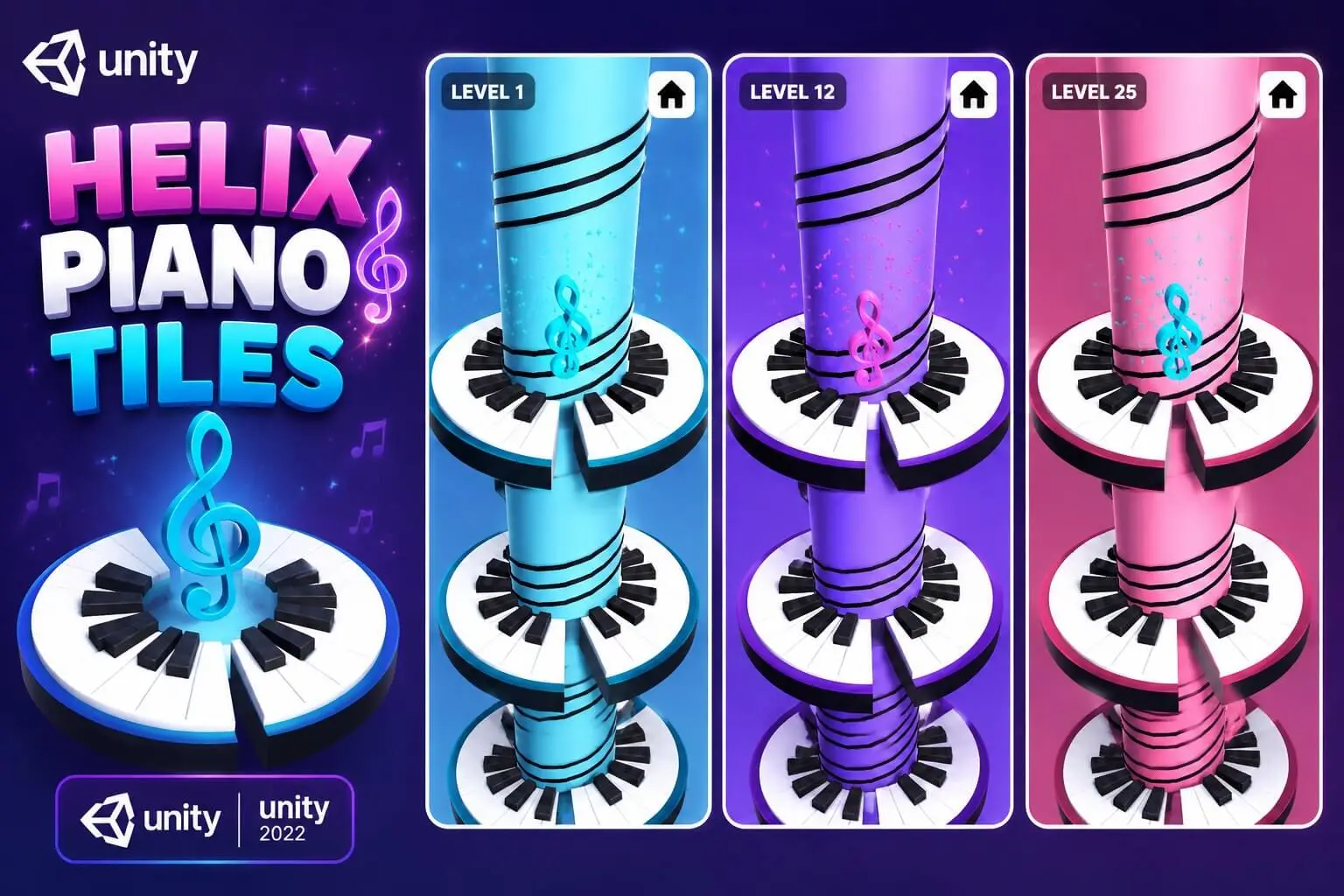 Helix Piano Tiles Unity Source code screenshot 2