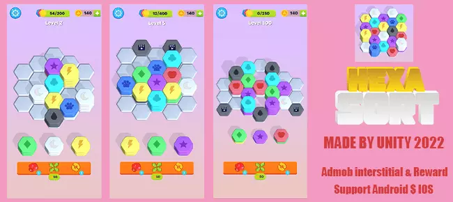 Hexa Sort Puzzle SellUnitySourceCode  source code