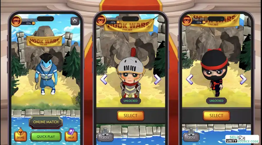 Hook Wars Online Multiplayer (Photon Fusion v2) SellUnitySourceCode source code