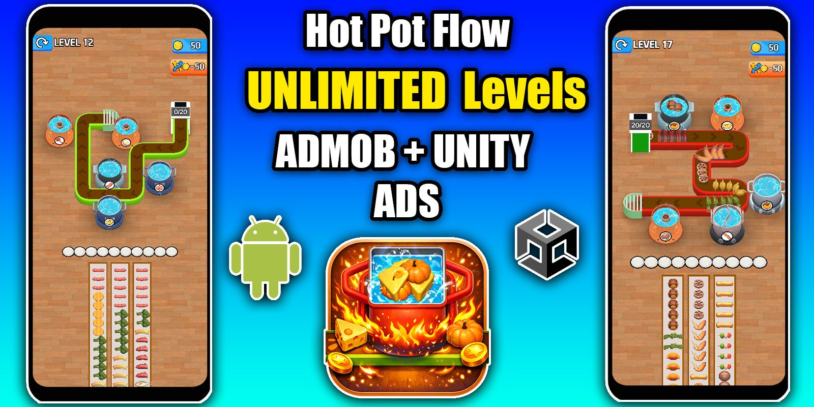 Hot Pot Flow Food 3D Unity Source Code – Premium Food Sorting Puzzle source code