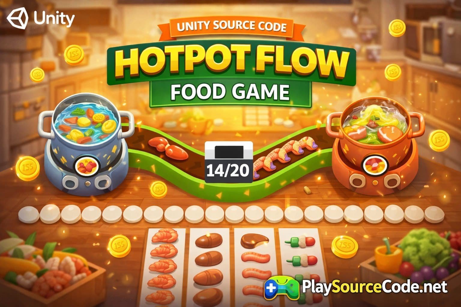 HotPot Flow Food Game 3D UNITY SOURCE CODE