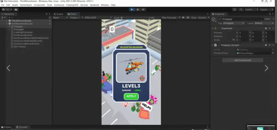 Idle Helicopter SellUnitySourceCode screenshot 5