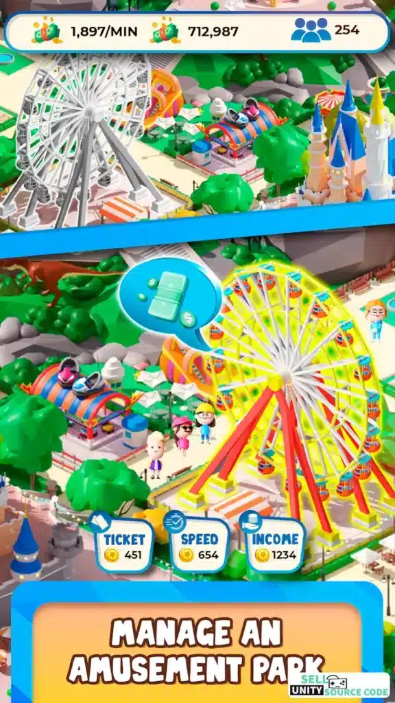 Idle Park Empire Tycoon SellUnitySourceCode screenshot 3