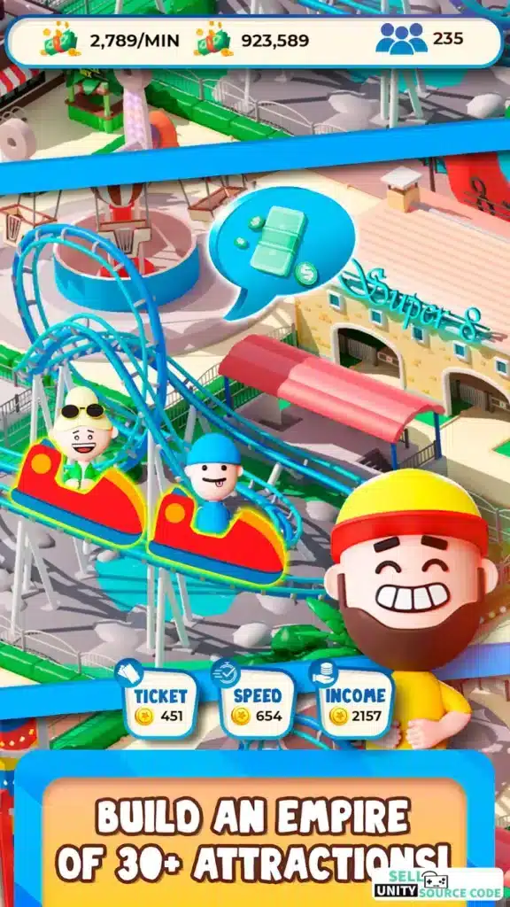 Idle Park Empire Tycoon SellUnitySourceCode screenshot 4