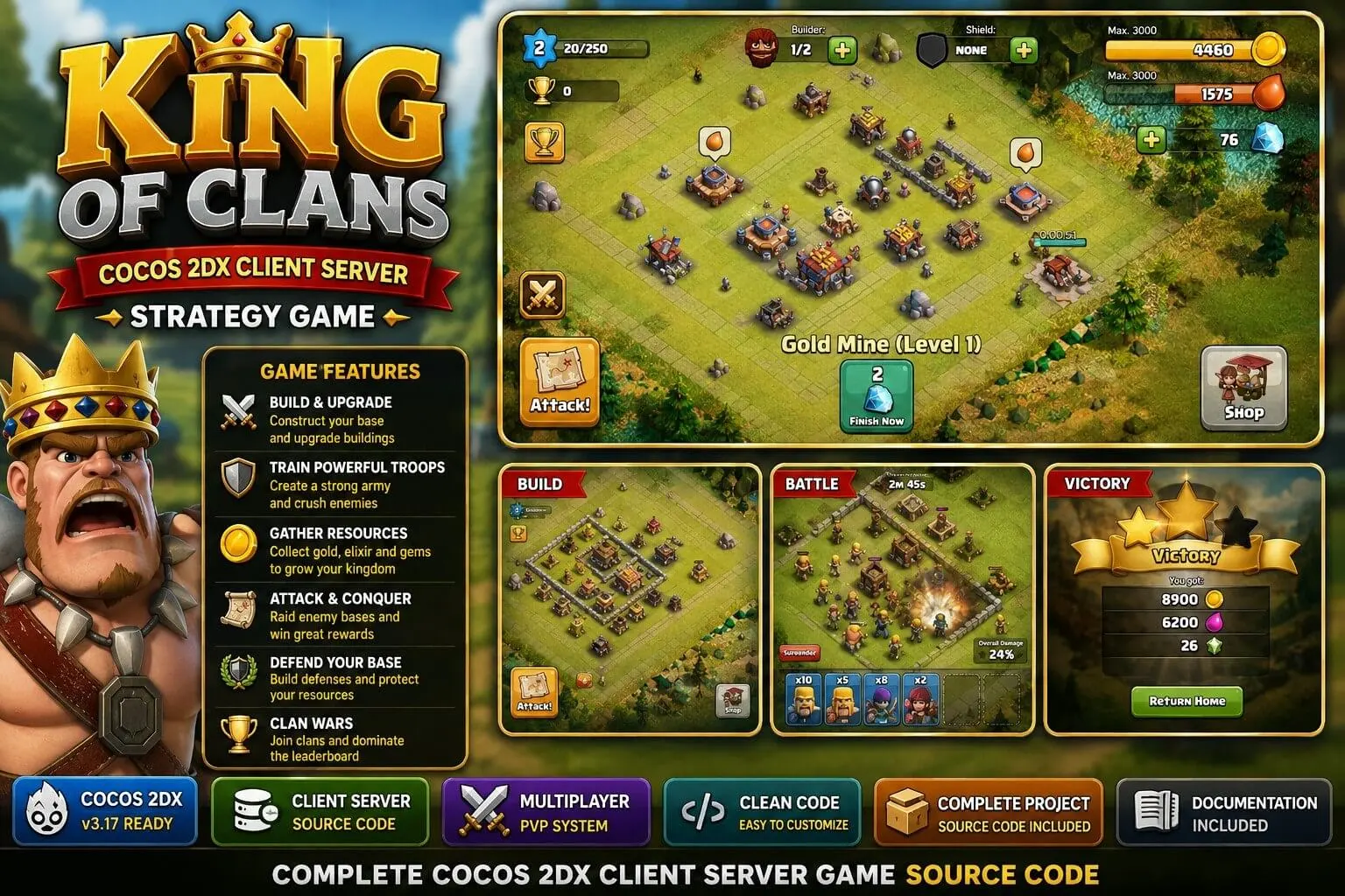 King of Clans Cocos 2Dx Client Server Game Source Code screenshot 2