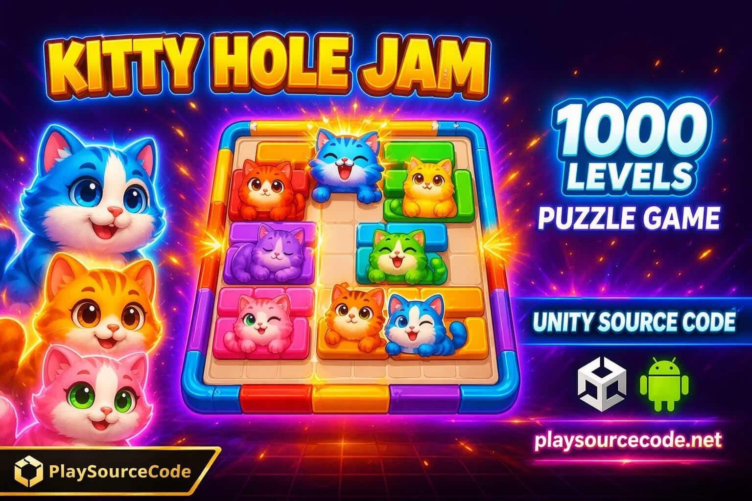 Kitty Hole Jam – 1000 Levels Unity Source Code