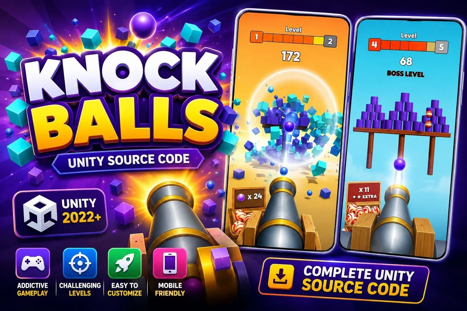 KNOCK BALLS Unity Source Code