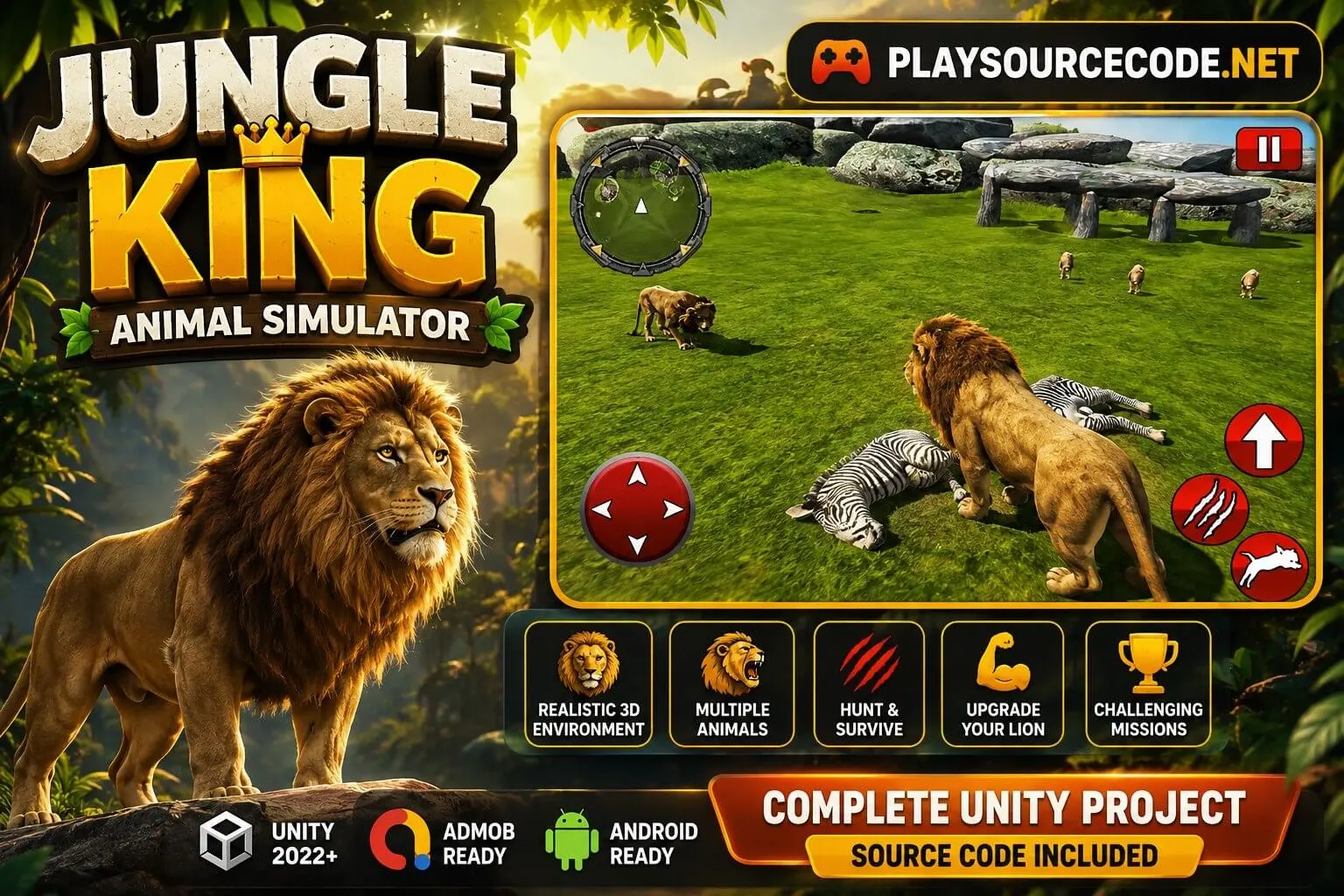 Lion Games Jungle King Animal Simulator Unity Game source code