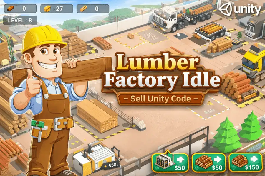 🌲 Lumber Factory Idle SellUnitySourceCode source code