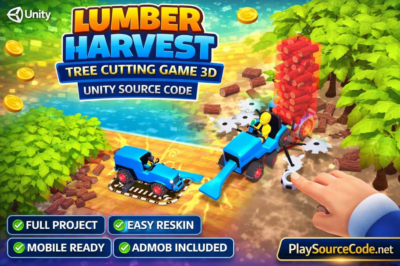 Lumber Harvest Tree Cutting Game Unity Source Code