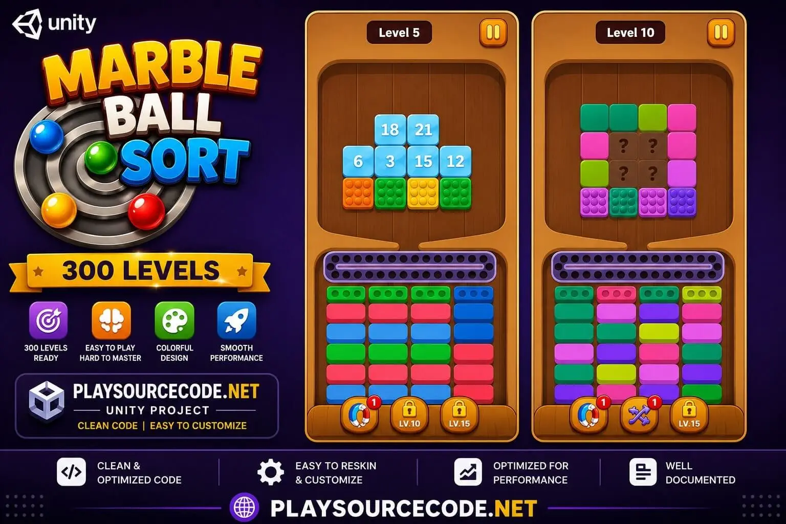 Marble Ball Sort Unity Source Code – Color Sorting Puzzle Game with Level Editor source code