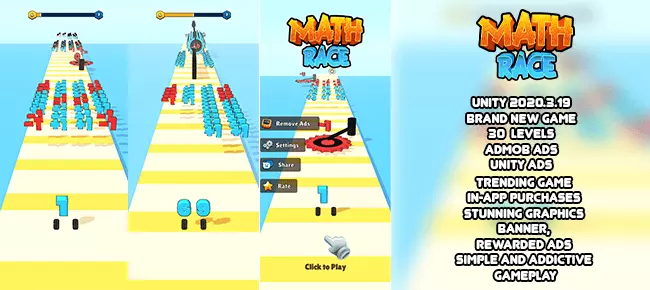 Math Race | Brand New Hypercasual Puzzle Game | SellUnitySourceCode screenshot 4