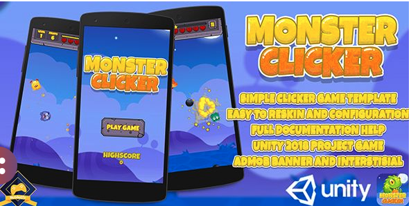 Monster Clicker : Unity 2018 Game Source Code + Admob Ads Ready screenshot 2
