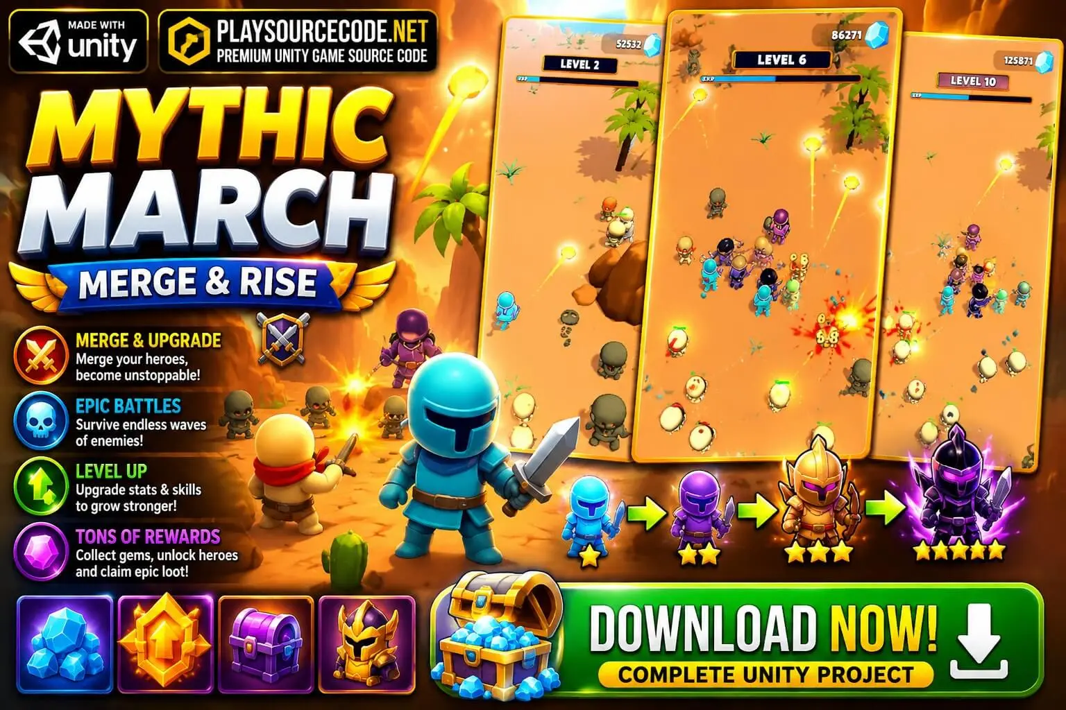 Mythic March: Merge &amp; Rise Unity Source Code screenshot 6