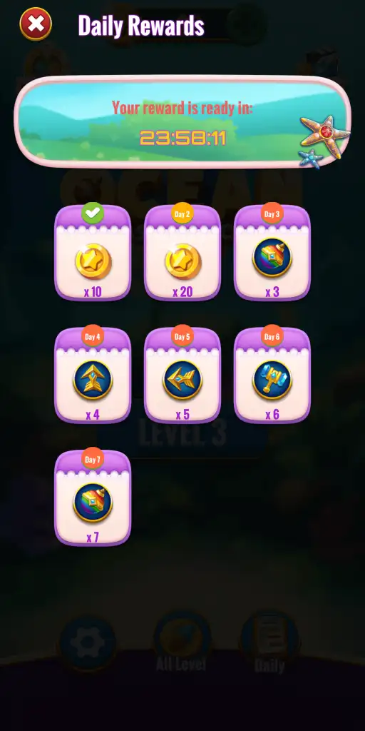 Ocean Match 3 Game SellUnitySourceCode screenshot 5