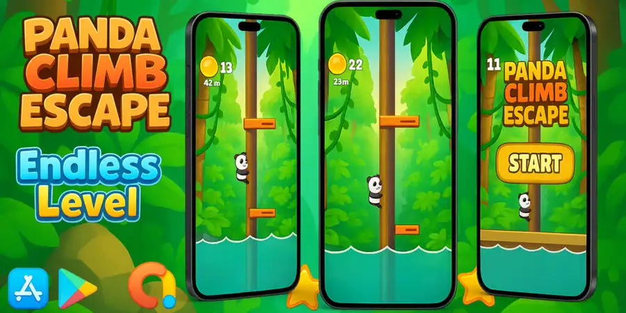 Panda Climb Escape Casual Game Unity source code