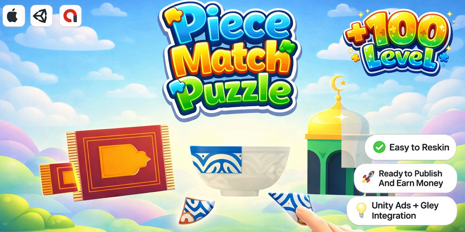 Piece Match Puzzle - Casual Mobile Game Unity source code