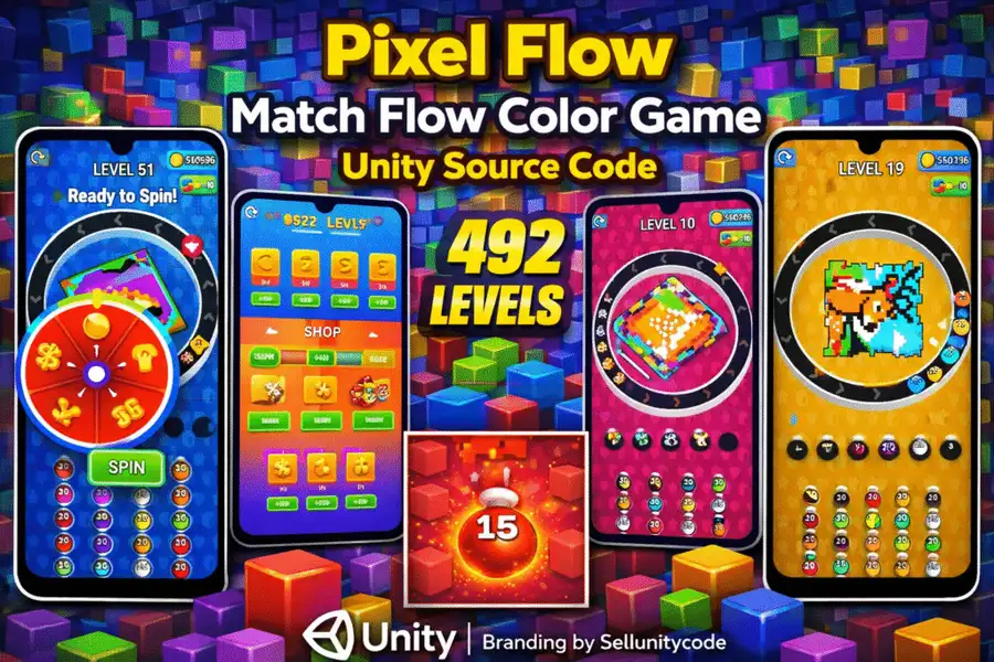 Pixel Flow Match Flow Color Game Unity Source Code source code