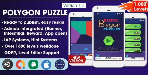 Polygon Puzzle - Unity Template Project SellUnitySourceCode source code