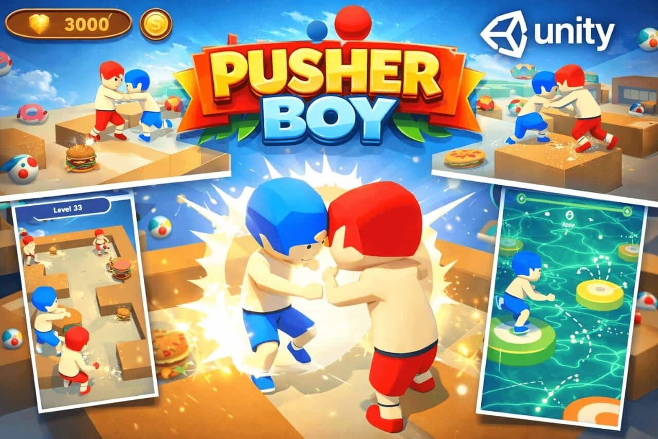Pusher Boy – Hyper-Casual Physics Knockback Game source code