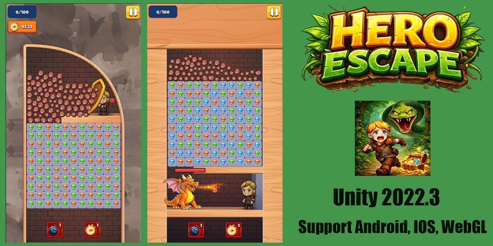 Royal Hero Escape Match 3 – Puzzle Adventure Unity Game source code