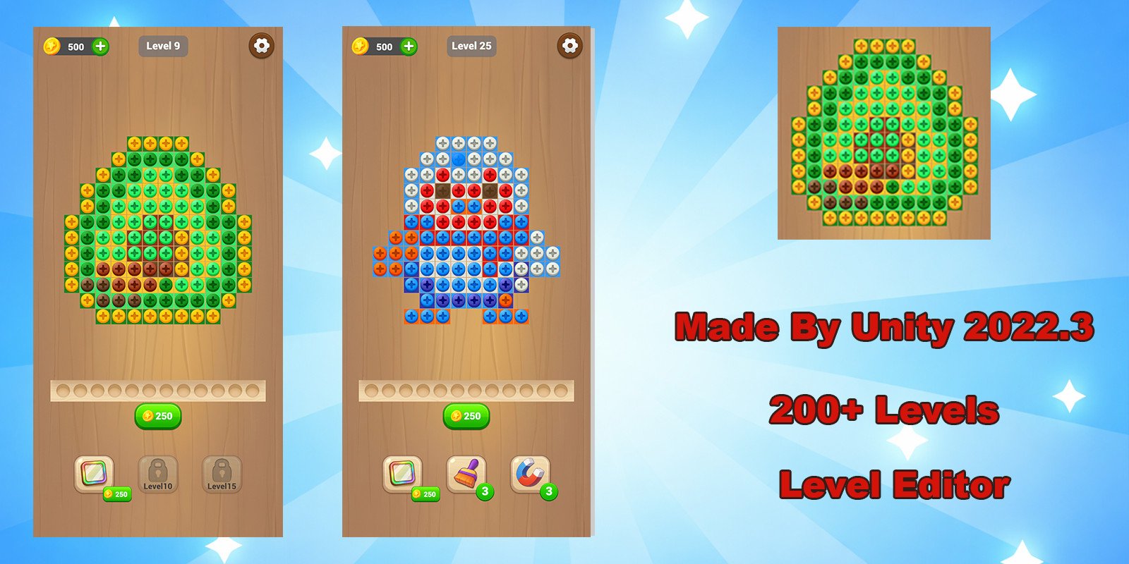 Screw Sort Puzzle - 200 Levels And Editor Unity source code
