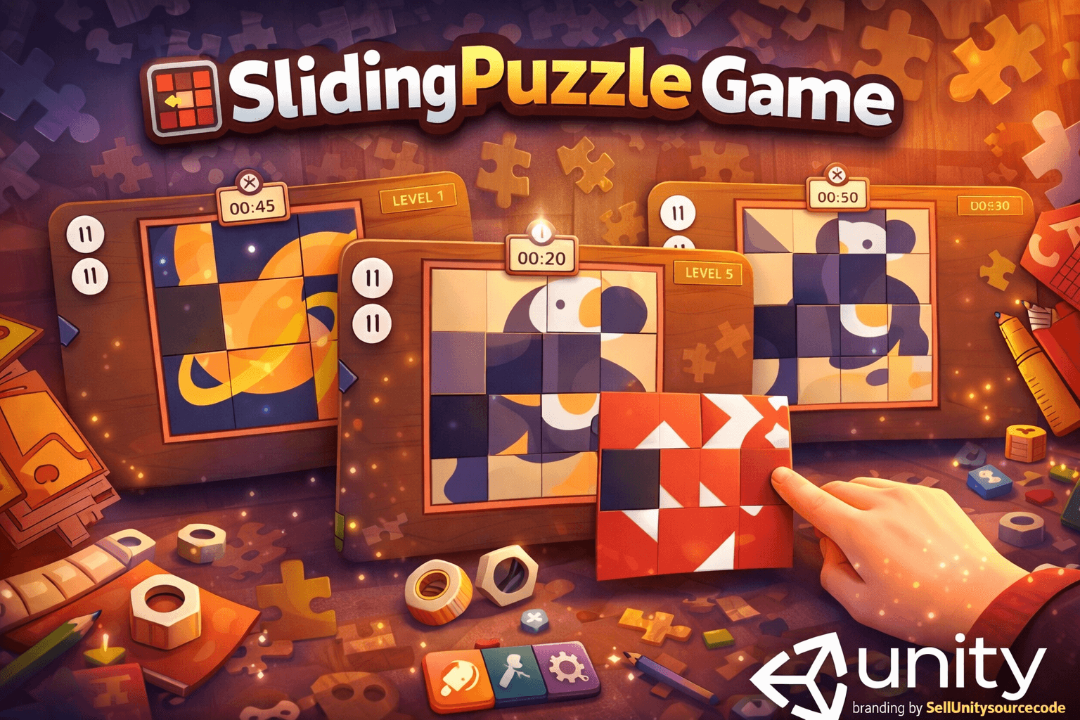 Sliding Puzzle Game Template SellUnitySourceCode source code