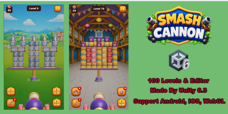 Smash Cannon Unity Project – 100 Levels &amp; Level Editor screenshot 2