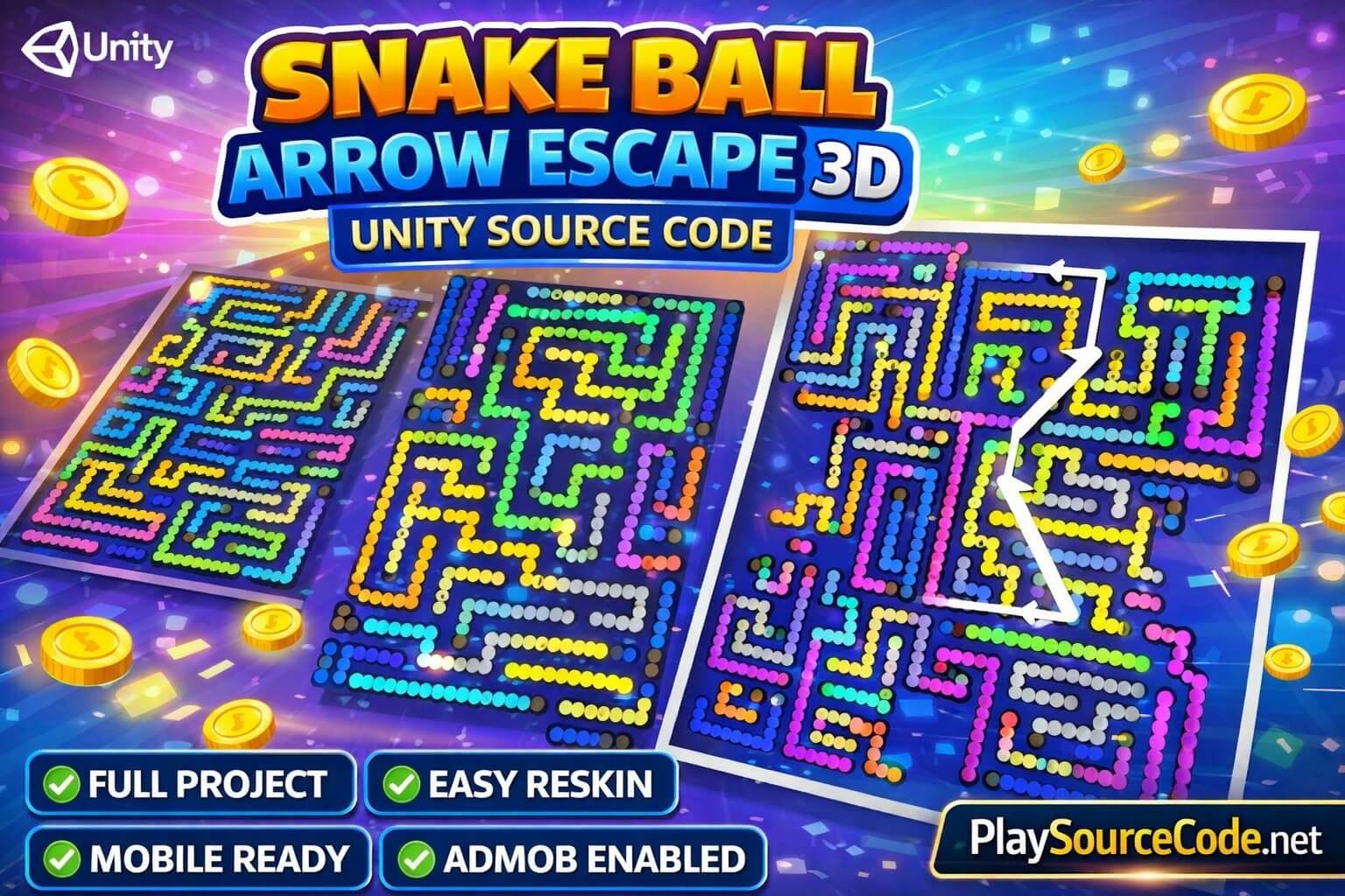 Snake Ball Arrow Escape 3D Game Unity Source Code