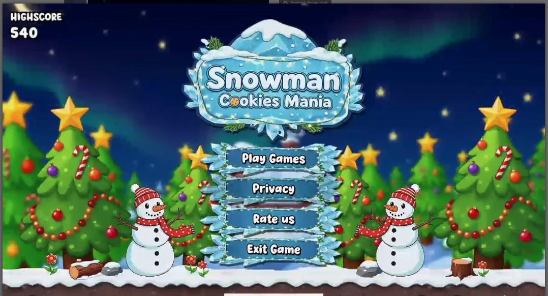 Snowman Cookies Unity Game Source Code – Endless Cookie Collector Game screenshot 9